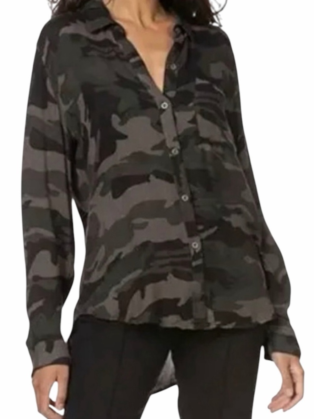 DREW Black/Grey Camouflage Button-Down Shirt  L